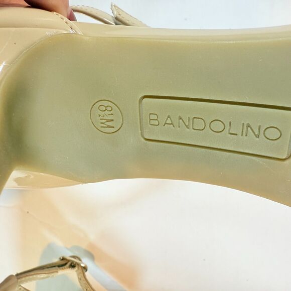 Bandolino Madia Open Toe Natural Patent Stiletto Sandals Buckle Strap Heels 8.5 - Picture 7 of 8